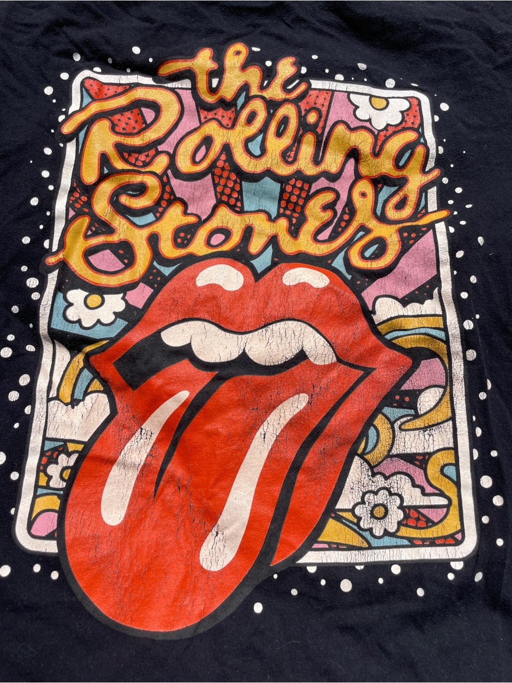 The Rolling Stones Black Graphic Tee with Iconic Tongue Logo 70’s Inspired - Picture 4 of 4